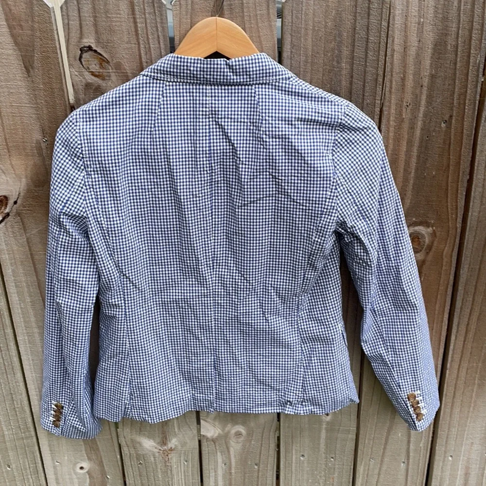 J. Crew Blue Gingham Blazer Sz 0 EUC